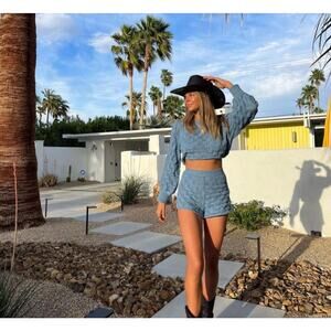 Spell Bonfire Blue Knit Shorts and Sweater Set
Size Small